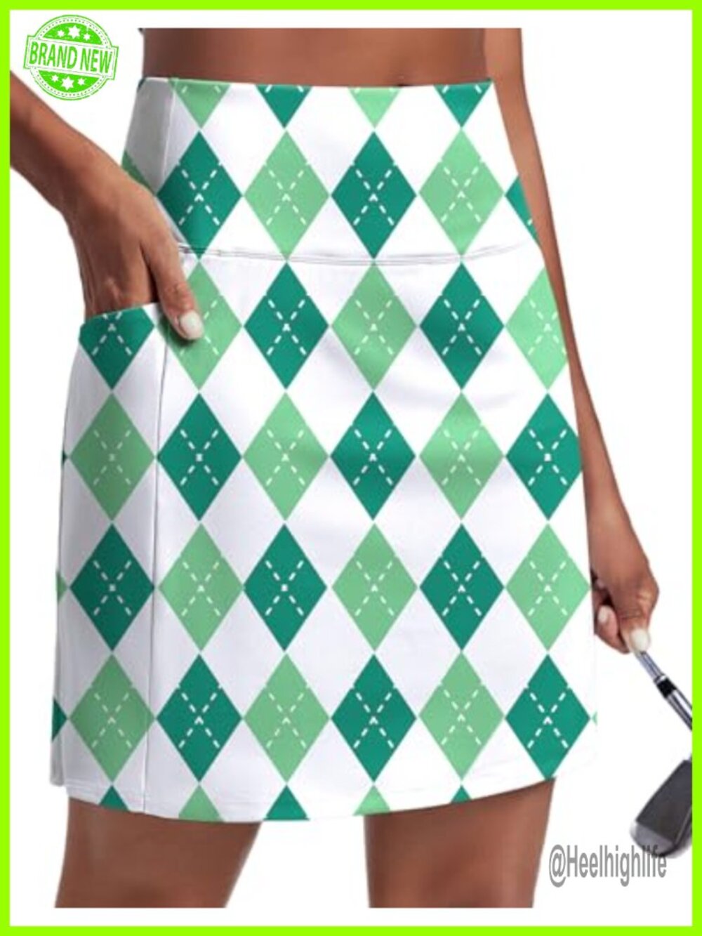 Knee Length Skort with Pockets UPF 50+ High Waisted Golf Tennis Skirt